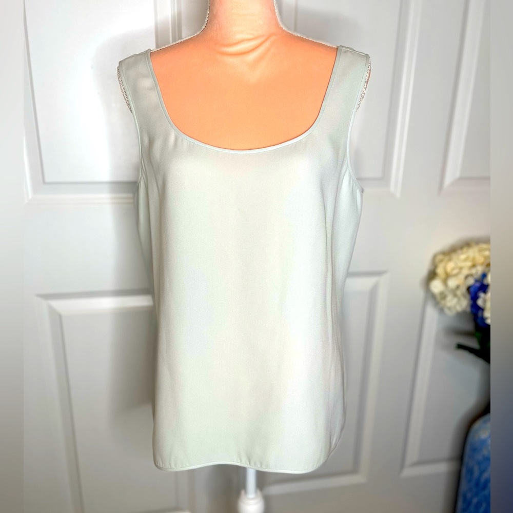 Vintage Giorgio Armani Sleeveless Top Pale Green Blue Sz XL B12